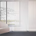 Modern White Vertical Blinds In Living Room With Sofa Natural Light And Scenic View