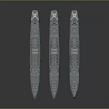 Three Ship Models Side by Side with Gray Hulls Red Bottoms and Deck Structures 3d model