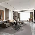 Modern Living and Dining Room Interior Design With Sofa Coffee Table Bookshelf And Floor Lamp