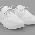 White Casual Lace Up Shoes With Brogue Details And Comfortable White Sole
