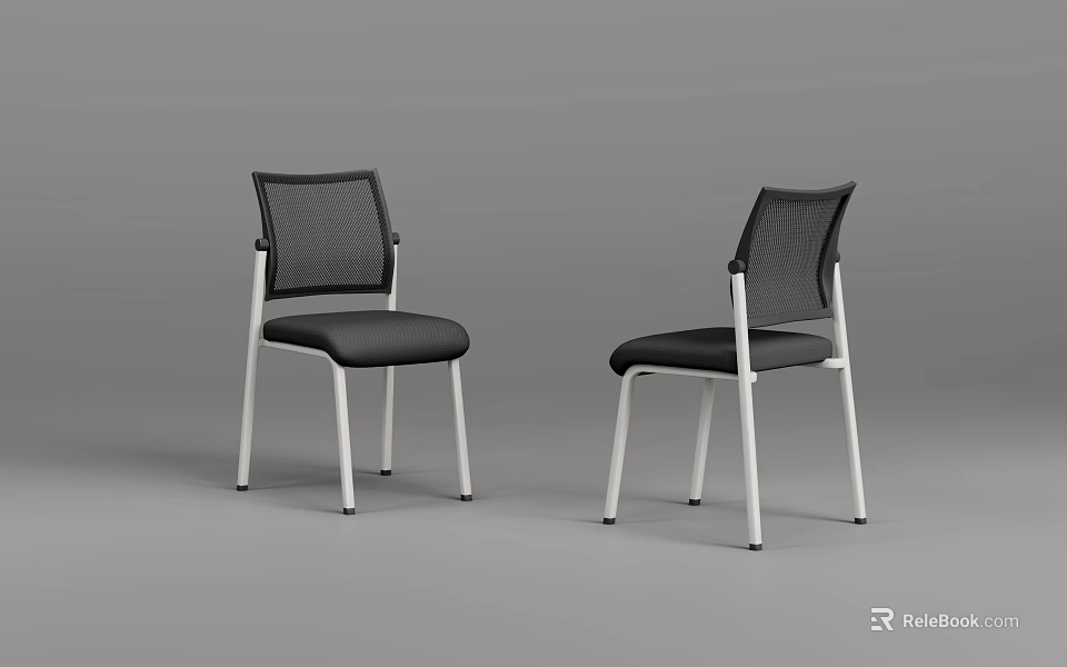 Modern Office Chairs With Mesh Back Black Seat And White Legs Design 3d model 