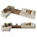 Modern Sectional Sofa Interior With Two Tone Modules Soft Cushions And Comfortable Design 3d model