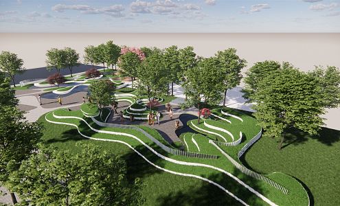 Modern park curve micro-terrain landscape 3d model