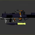 Various Modern Weapons Collection Including Pistols Rifles And Rocket Launchers With Colorful Finishes