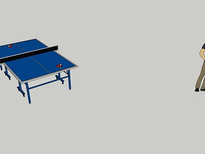 Sturdy Blue Table Tennis Table With Player Standing Nearby For Sports Activities 3d model