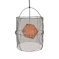 Modern Minimalist Pendant Light With Metal Wire Frame And Linen Fabric Shade
