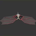 3D Render Red And White Bat Game Movie Character With Transparent Skeletal Wings