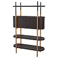 Modern Dark Brown Wooden Shelf Unit With Gold Metal Frame And Multi Tier Open Shelves