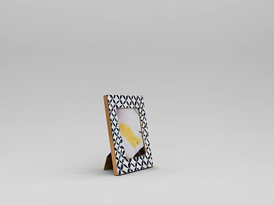 Public Facility Community Display Frame With Black White Geometric Pattern And Yellow Content 3d model