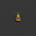 Yellow Helicopter With Red White Stripes For Space Mission On Black Background