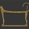 Vintage Brass Stool With Feline Legs Curved Armrests And Square Base