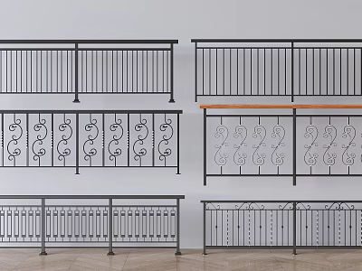 Various Styles Of Metal Railings With Decorative Patterns And Modern Designs 3d model