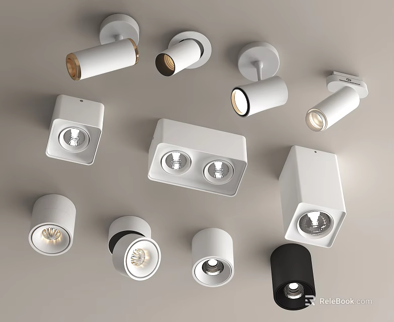 Modern Downlights And Spotlights In Various Styles For Interior Ceiling Lighting 3d model