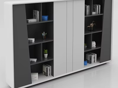 Modern Wardrobe Interior Design With Open Shelves Closed Doors And Storage For Books Plants 3d model