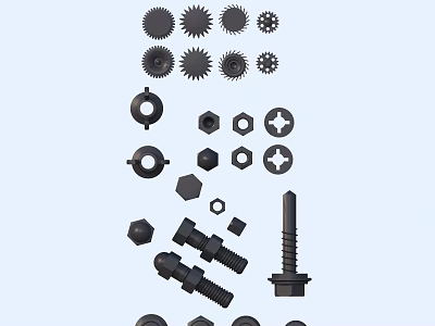 Essential Household Supplies with Gears Nuts Bolts and Washers for Home Repair 3d model