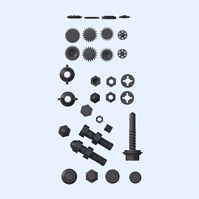 nut screw nut hardware 3d model