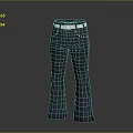 Dark Colored Flared Pants With White Belt And Side Rivet Details For Fashionable Look