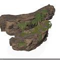 Modern Rock Landscape Decor With Green Plants And Mossy Stone Surfaces