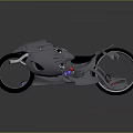 Futuristic Motorcycle Featuring Sleek Silver Body Large Wheels Blue LED Lights and Modern Design