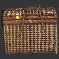 Woven Square Storage Basket With Lid Handle And Checkered Pattern For Home Essentials 3d model