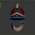 Ancient Ornate Helmet with Red Blue Gold Spiral Patterns Star Emblem as Historical Weapon Gear