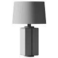 Modern Table Lamp With White Fabric Shade And Beige Textured Double Column Base