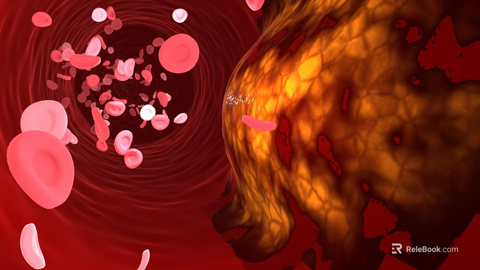 Red Blood Cells Flowing Through Blood Vessel Interior With Detailed Structure 3d model 