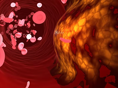 Red Blood Cells Flowing Through Blood Vessel Interior With Detailed Structure 3d model