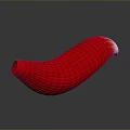 Red Curved Textured Object With Fibrous Surface On Dark Background Reflection 3d model