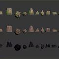 Natural Scene With Various Shaped Colored Stones Arranged In Rows On Dark Background