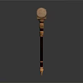Eagle Head Ornate Wooden Scepter With Golden Brown Patterns On Black Background 3d model