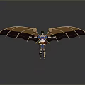 Winged Warrior Figure With Golden Armor And Extended Shiny Wings On Gray Background