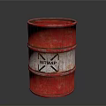 Industrial Red Oil Barrel With BITMAP Label And Rustic Metal Surface