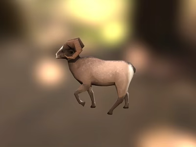 Brown Ram With Large Curved Horns Walking In Natural Outdoor Setting 3d model