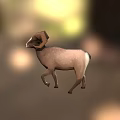 Brown Ram With Large Curved Horns Walking In Natural Outdoor Setting