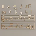 Wooden Musical Notes Symbols Wall Hanging with Treble Bass Clef Design