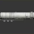 Silver Cylindrical Tanker Utility Vehicle Semi Trailer with Multiple Wheels 3d model