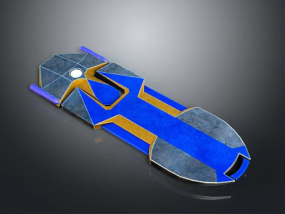Blue And Yellow Geometric 3D Model With Modern Flat Surface Design 3d model