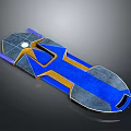 Blue And Yellow Geometric 3D Model With Modern Flat Surface Design