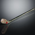 Traditional Elegant Silver Hairpin With Floral Design Pink Flower Red Accents Green Leaves