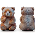 Adorable Stuffed Teddy Bear Doll with Front and Back View Brown White Fur