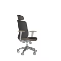Modern Gray Swivel Office Chair With Armrests Backrest And Wheels