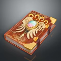 Ornate Leather Book With Golden Wings Central Gemstone And Intricate Decorative Patterns 3d model