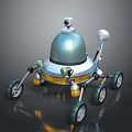 Futuristic Robot Design Featuring Silver Dome Camera Mechanical Arm And Wheels 3d model