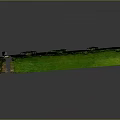 Ancient Stone Wall Ruins With Ivy Covered Archway And Green Grass On Gray Background
