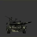 Military Tank With Camouflage Paint Turret Gun Barrel And Track System