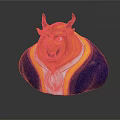 Cartoon Beast 3D Model With Horns Yellow Fur Blue Coat And White Collar