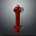 Red Fire Hydrant With White Top Valve And Reflective Base On Dark Background 3d model