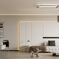 Modern Living And Dining Room Interior With Sofa Dining Table Lighting And Wall Art