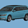 Blue Wagon Car With Black Roof Rack And Alloy Wheels Exterior Design